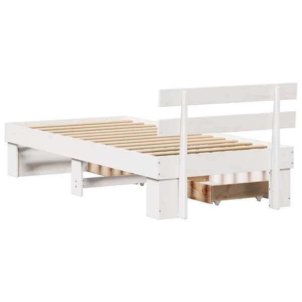 vidaXL Σκελετός Κρεβατιού Λευκό 75 x 190 cm Συμπαγές ξύλο πεύκου