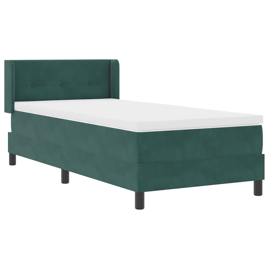vidaXL Κρεβάτι με Στρώμα Dark Green 90x190 cm Βελούδο