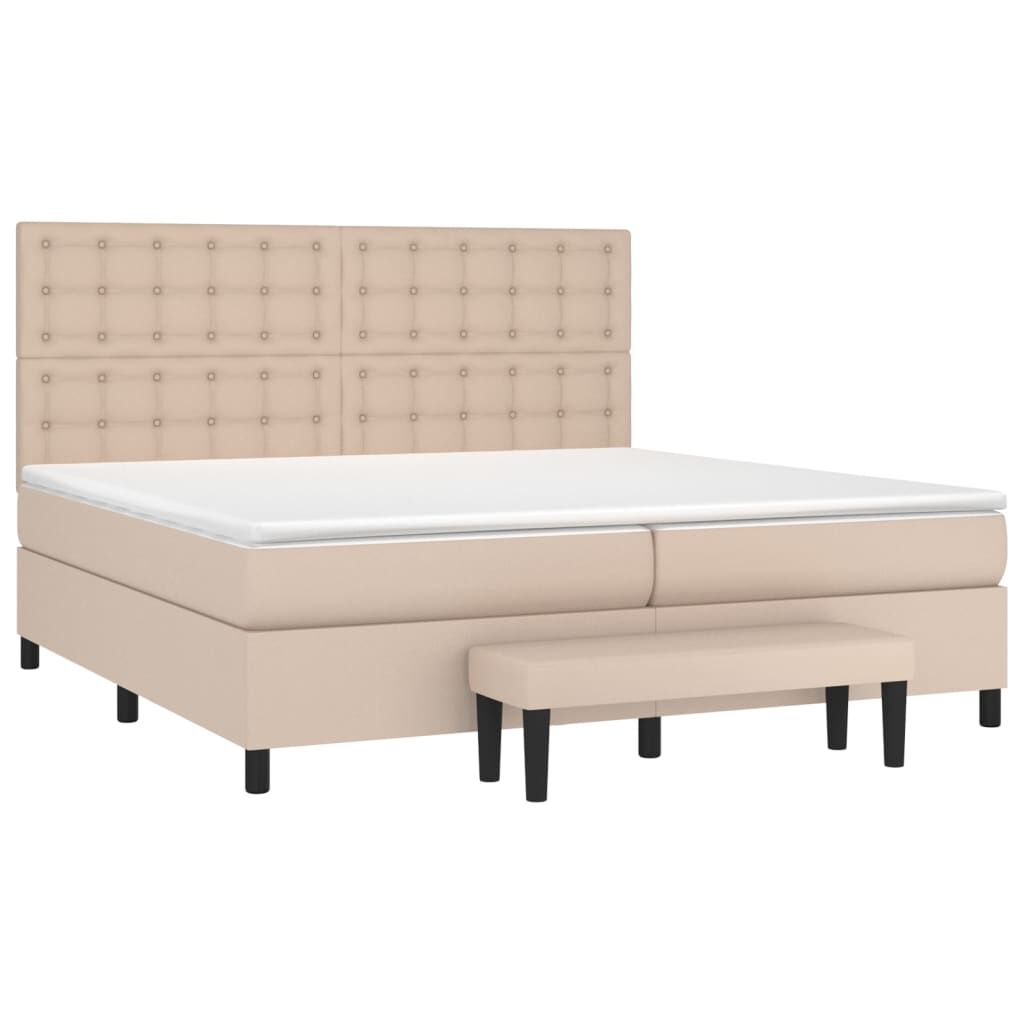 vidaXL Κρεβάτι Boxspring με Στρώμα Καπουτσίνο 200x200εκ.από Συνθ.Δέρμα