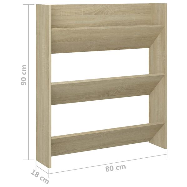 vidaXL Παπουτσοθήκες Τοίχου 2 τεμ. Sonoma Δρυς 80x18x90εκ. Μοριοσανίδα