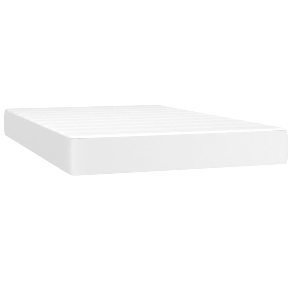 vidaXL Κρεβάτι Boxspring με Στρώμα Λευκό 120x200εκ.από Συνθετικό Δέρμα