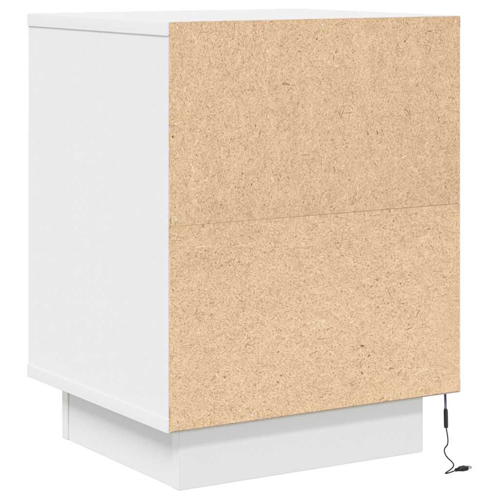 vidaXL Κομοδίνο με φώτα LED Λευκό 38x34x50 cm