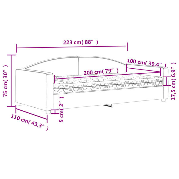 vidaXL Καναπές Κρεβάτι με Στρώμα Ανοιχτό Γκρι 100 x 200 εκ. Υφασμάτινο