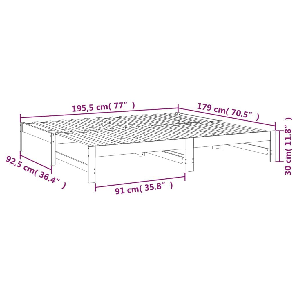 vidaXL Καναπές Κρεβάτι Συρόμενος Λευκός 2x(90x190) εκ. από Μασίφ Πεύκο