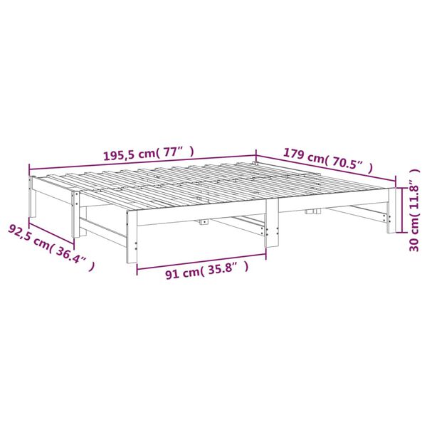 vidaXL Καναπές Κρεβάτι Συρόμενος Λευκός 2x(90x190) εκ. από Μασίφ Πεύκο