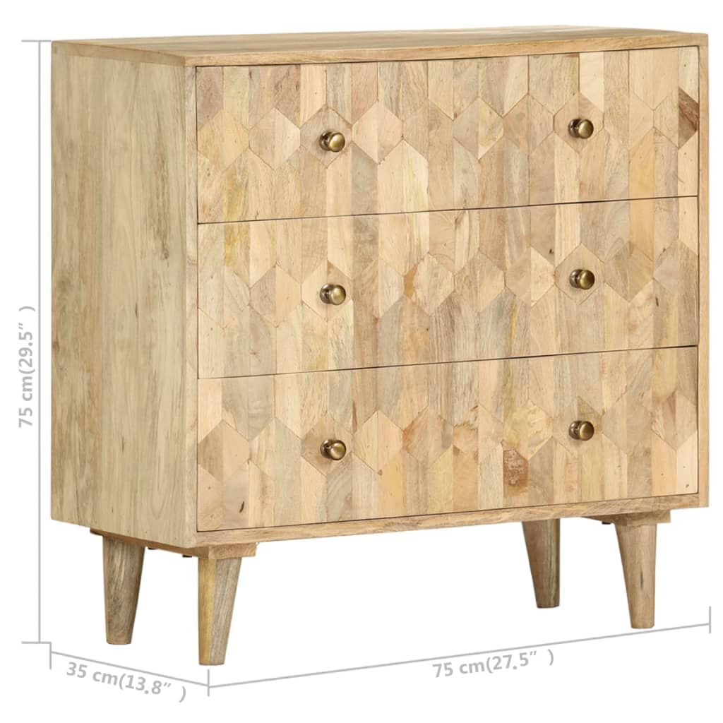 vidaXL Συρταριέρα 75 x 35 x 75 εκ. από Μασίφ Ξύλο Μάνγκο