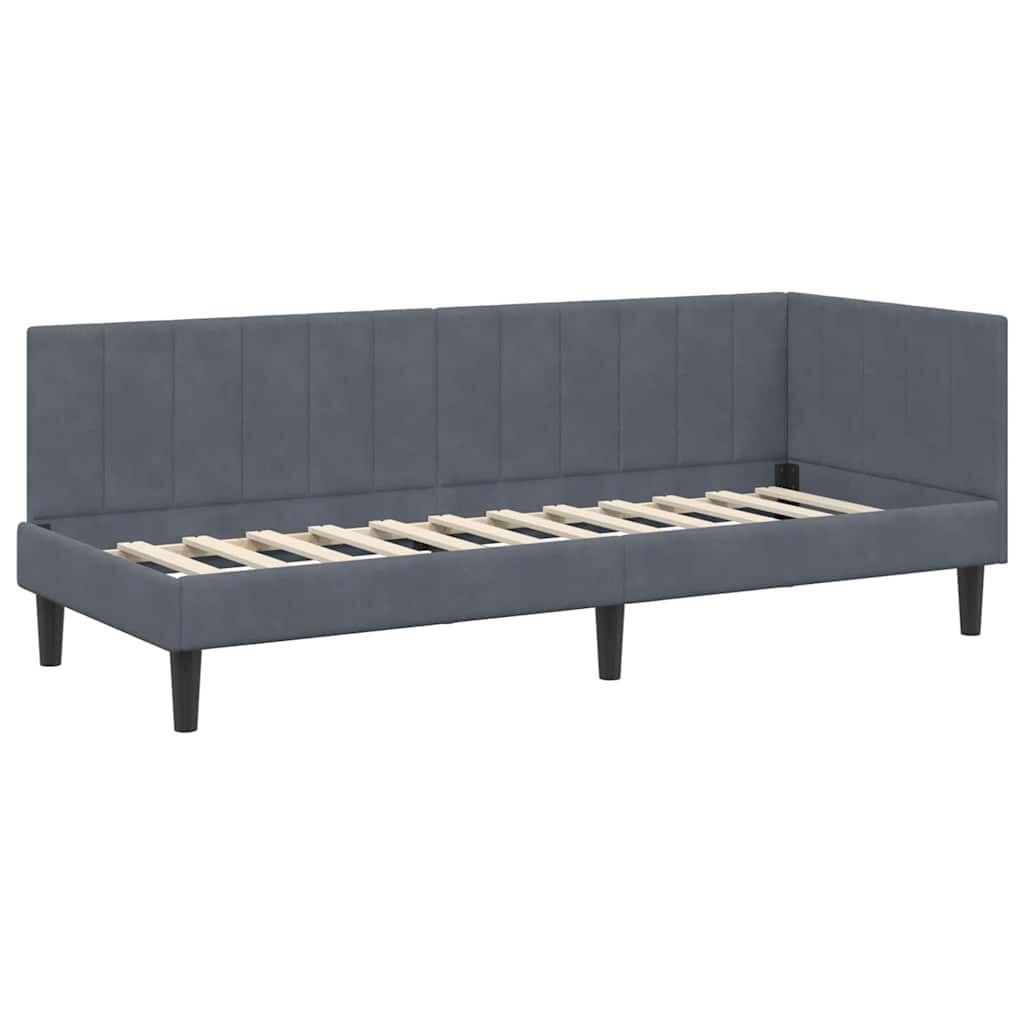 vidaXL Κρεβάτι Γωνίας με στρώμα Σκούρο γκρι 80 x 200 cm Βελούδο