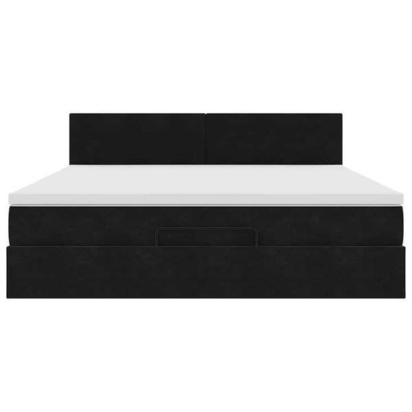 vidaXL Οθωμανικό κρεβάτι με στρώμα & LEDs Μαύρο 180x200cm Velvet