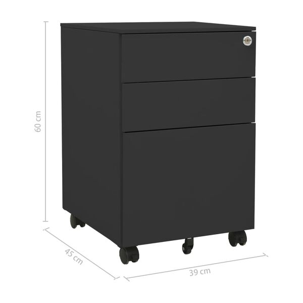 vidaXL Αρχειοθήκη Φορητή Ανθρακί 39 x 45 x 60 εκ. Ατσάλινη