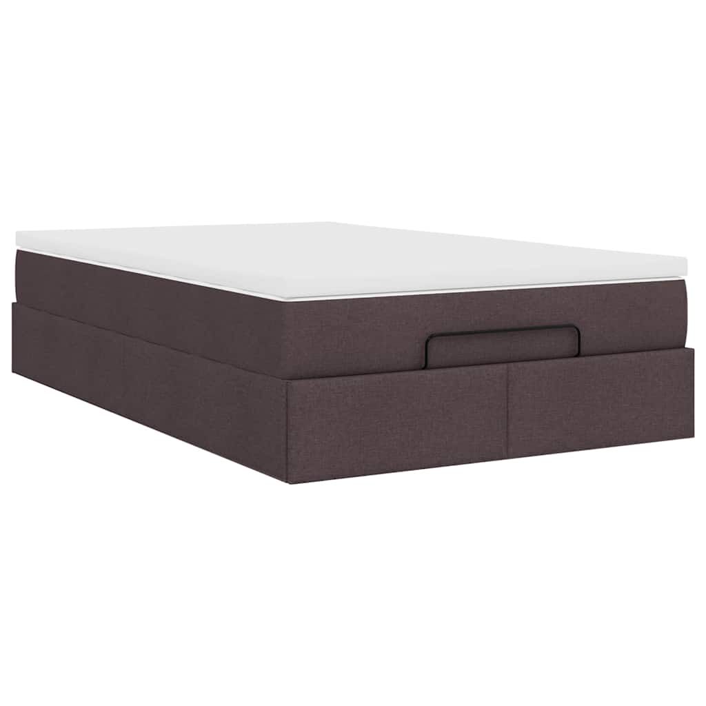 vidaXL Ottoman Κρεβάτι με Στρώμα Σκούρο Καφέ 120x200cm Ύφασμα