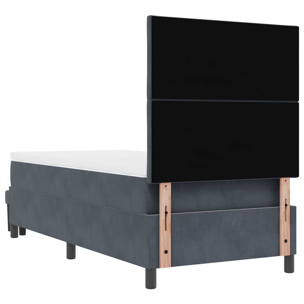 vidaXL Κρεβάτι με Ελατήριο με Στρώμα & Bench Σκούρο Γκρι 90x190 εκ. Βελούδο