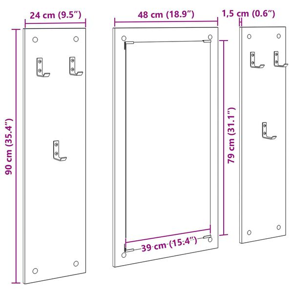 vidaXL Τοίχου Κρεμάστρα Λευκό 96 x 1.5 x 90 εκ Επεξεργασμένο ξύλο
