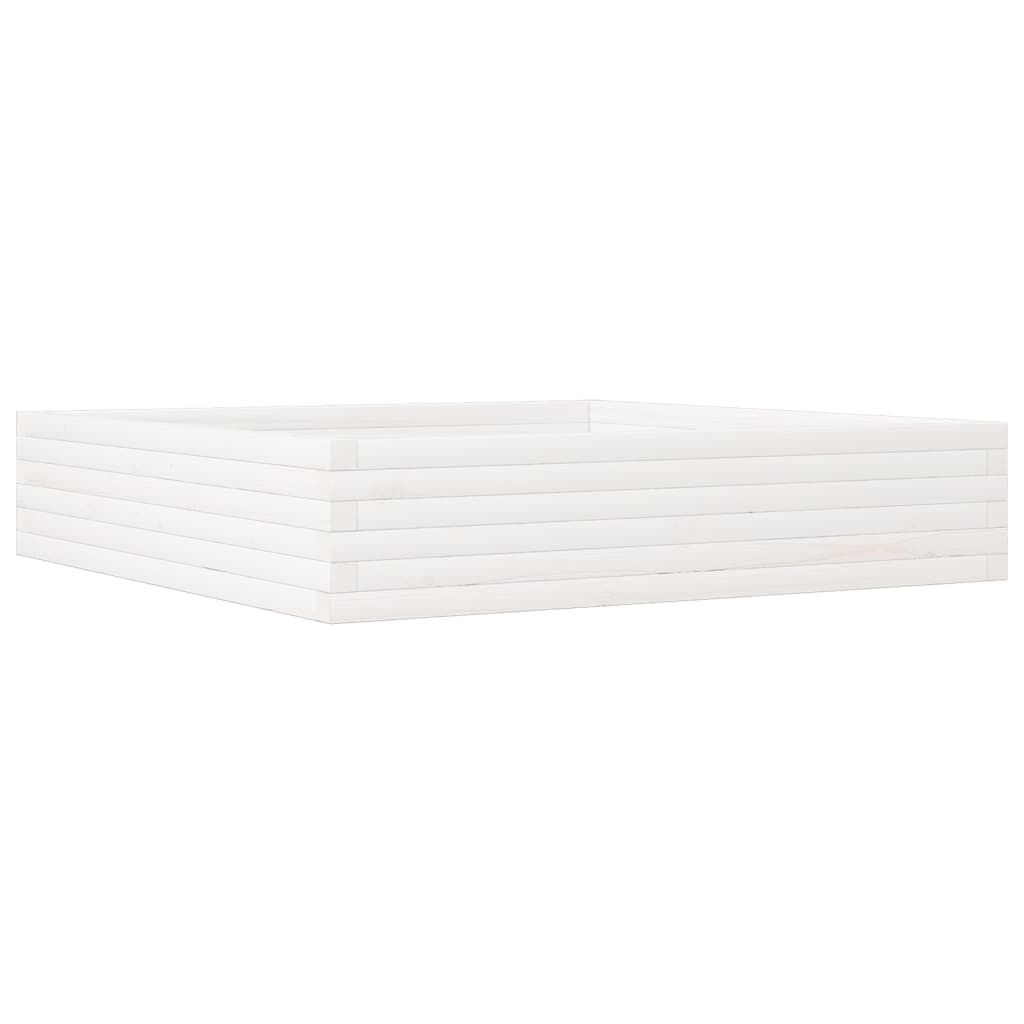 vidaXL Ζαρντινιέρα Κήπου Λευκή 110x110x23 εκ. από Μασίφ Ξύλο Πεύκου