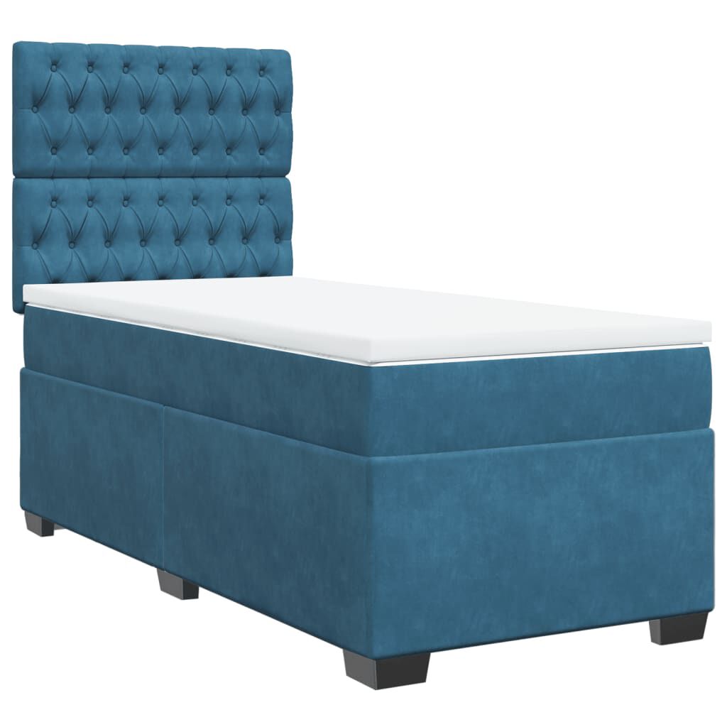 vidaXL Κρεβάτι Boxspring με Στρώμα Μπλε 80 x 200 εκ. Βελούδινο