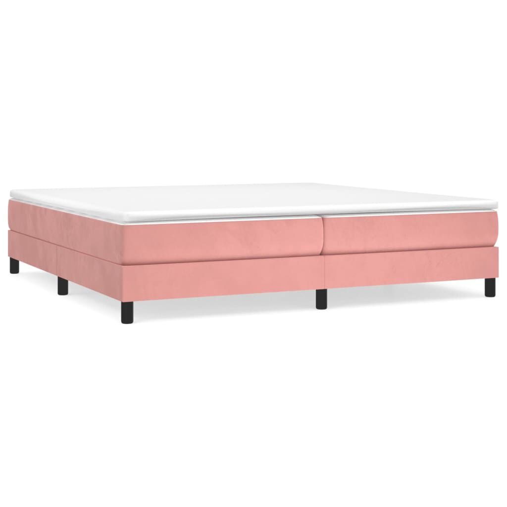 vidaXL Κρεβάτι Boxspring με Στρώμα Ροζ 200x200 εκ. Βελούδινο