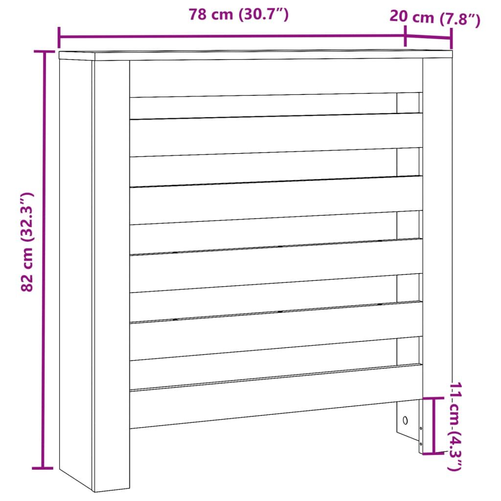 vidaXL Κάλυμμα Καλοριφέρ Γκρι Sonoma 78x20x82 εκ Επεξεργασμένο Ξύλο