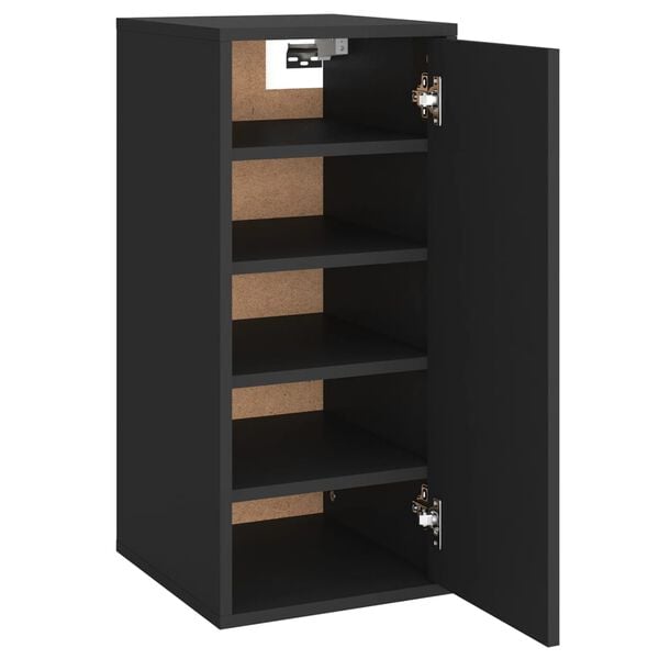 vidaXL Παπουτσοθήκη Μαύρη 32 x 35 x 70 εκ. από Επεξ. Ξύλο