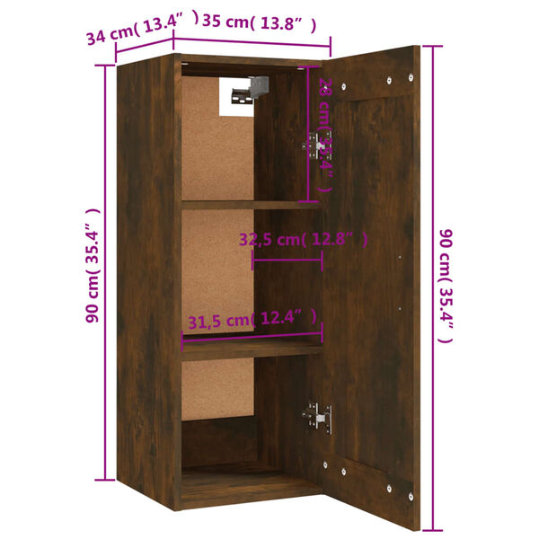vidaXL Ντουλάπι Κρεμαστό Καπνιστή δρυς35x34x90εκ. Επεξεργασμένο Ξύλο