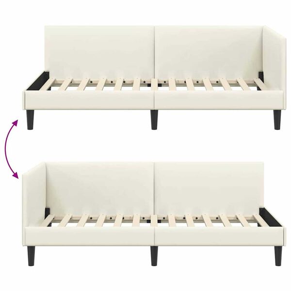 vidaXL Κρεβάτι Γωνίας Κρεμ 80 x 200 cm Βελούδο και Εργοστασιακό ξύλο