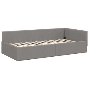 vidaXL Κρεβάτι Γωνίας Taupe 90 x 190 cm Ύφασμα και Έργο ξύλου