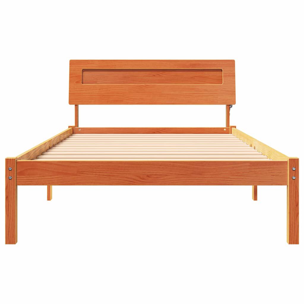 vidaXL Σκελετός Κρεβατιού Καφέ κεριού 75 x 190 cm Μασίφ ξύλο πεύκου