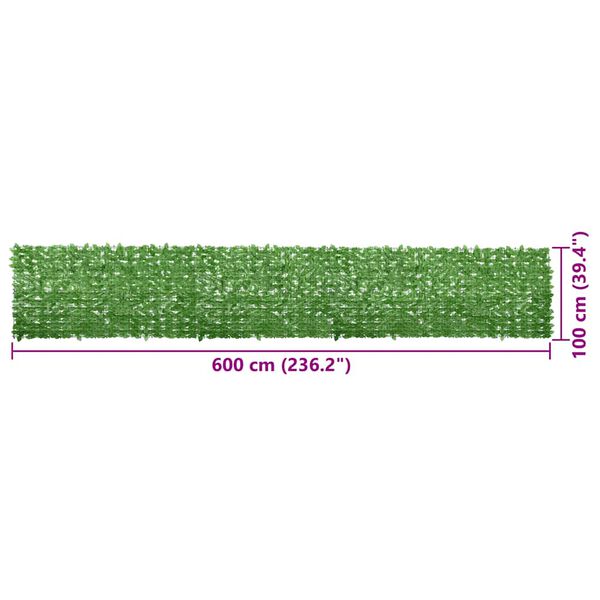 vidaXL Διαχωριστικό Βεράντας με Πράσινα Φύλλα 600 x 100 εκ.