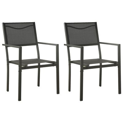 vidaXL Καρέκλες Κήπου 2 Tεμ. Μαύρο και Ανθρακί από Textilene & Ατσάλι
