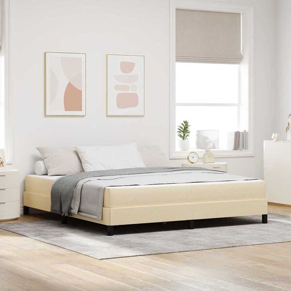 vidaXL Κρεβάτι με ελατήρια Άλλο Κρεμ 180 x 200 cm ύφασμα