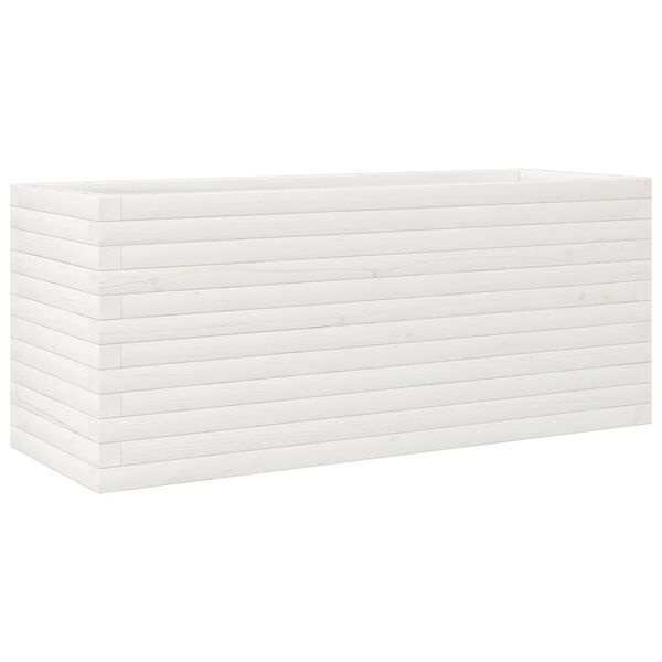 vidaXL Ζαρντινιέρα Κήπου Λευκή 110x40x45,5 εκ. από Μασίφ Ξύλο Πεύκου
