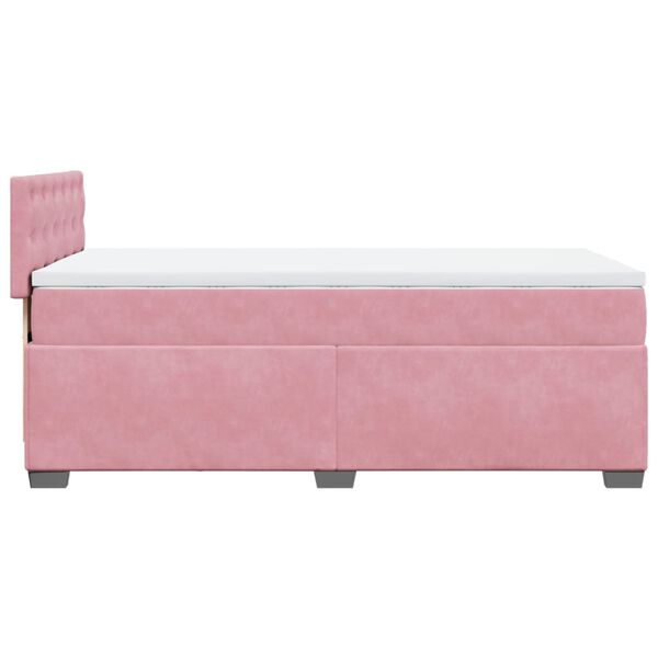 vidaXL Κρεβάτι Boxspring με Στρώμα Ροζ 80 x 200 εκ. Βελούδινο