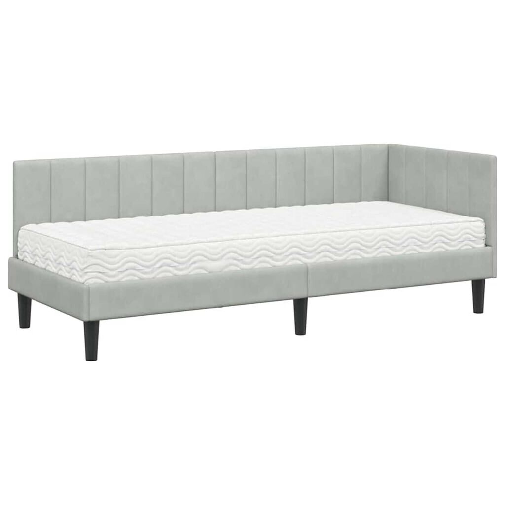 vidaXL Κρεβάτι Γωνίας με στρώμα Ανοιχτό γκρι 80 x 200 cm Βελούδο