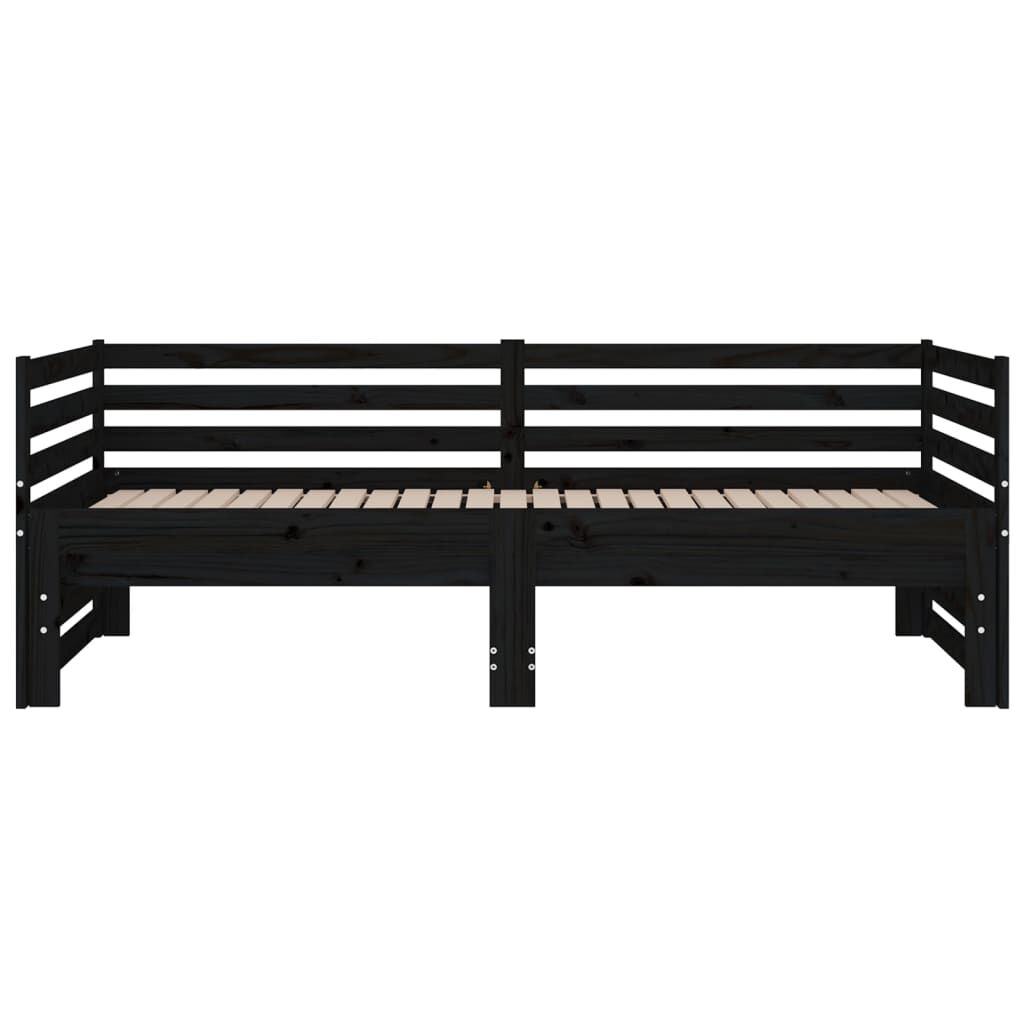 vidaXL Καναπές Κρεβάτι Συρόμενος Μαύρος 2x(80x200) εκ. από Μασίφ Πεύκο