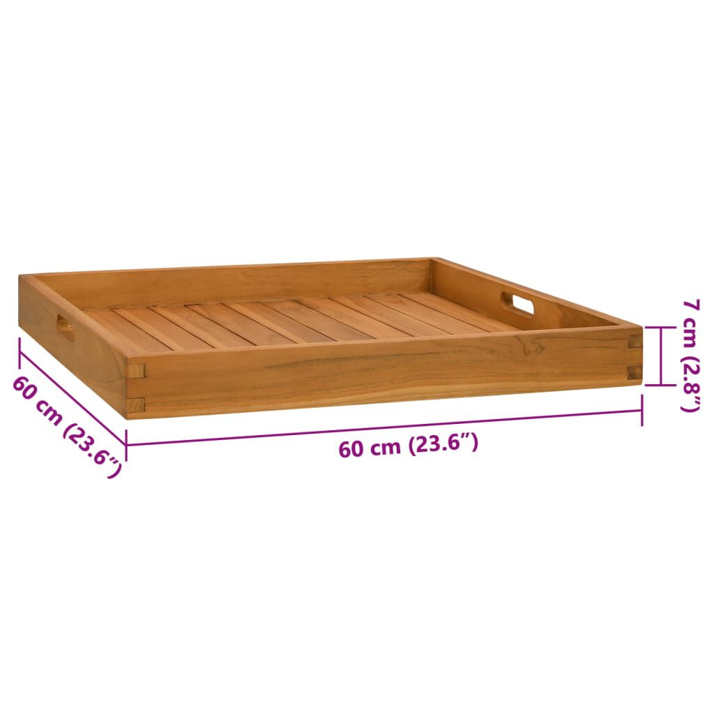 vidaXL Δίσκος Σερβιρίσματος 60 x 60 εκ. από Μασίφ Ξύλο Teak