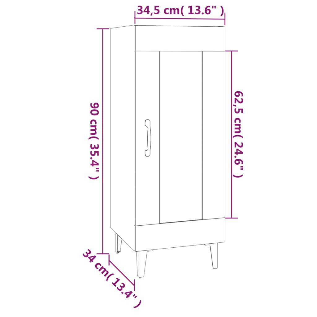 vidaXL Ντουλάπι Γκρι Σκυροδέματος 34,5x34x90 εκ. Επεξεργασμένο Ξύλο