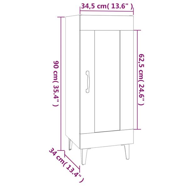 vidaXL Ντουλάπι Γκρι Σκυροδέματος 34,5x34x90 εκ. Επεξεργασμένο Ξύλο