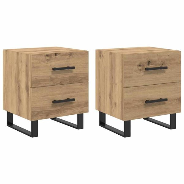 vidaXL &Kappa;&omicron;&mu;&omicron;&delta;ί&nu;&omicron; 2 pcs Artisan Oak 40 x 35 x 47,5 &epsilon;&kappa; &Epsilon;&pi;&epsilon;&xi;&epsilon;&rho;&gamma;&alpha;&sigma;&mu;έ&nu;&omicron; &xi;ύ&lambda;&omicron;