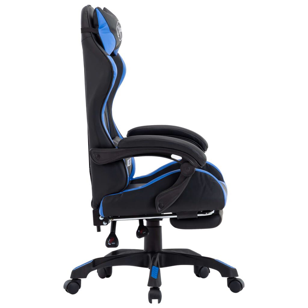 vidaXL Καρέκλα Racing με Υποπόδιο Μπλε/Μαύρη από Συνθετικό Δέρμα