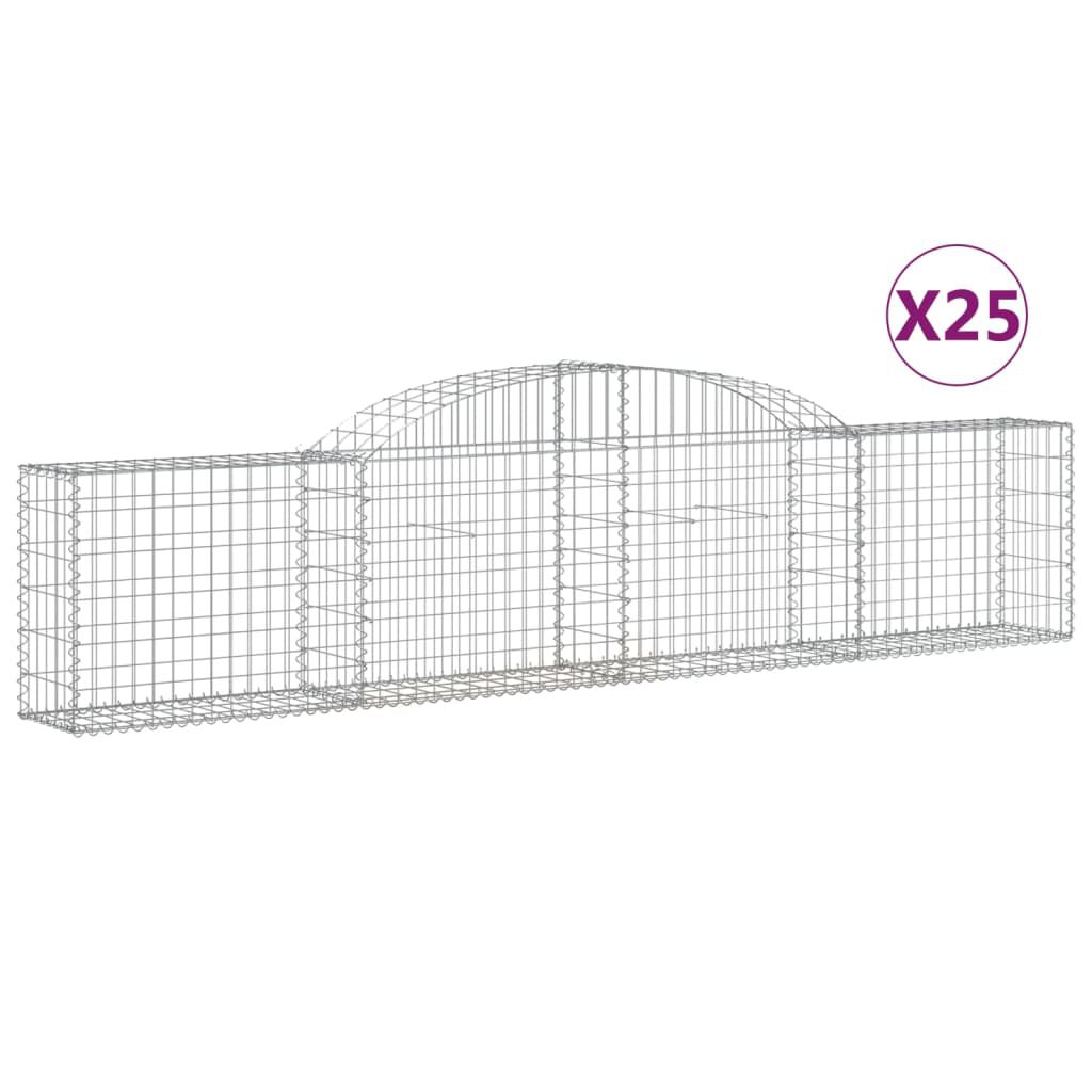 vidaXL Συρματοκιβώτια Τοξωτά 25 τεμ. 300x30x60/80 εκ. Γαλβαν. Ατσάλι