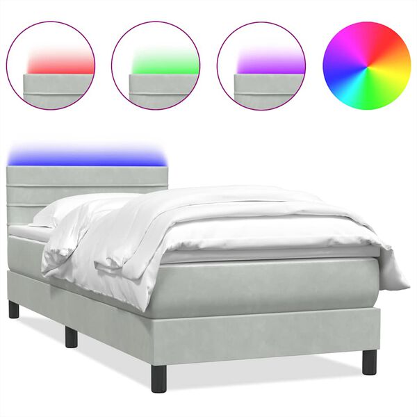 vidaXL &Kappa;&rho;&epsilon;&beta;ά&tau;&iota; Boxspring &mu;&epsilon; &Sigma;&tau;&rho;ώ&mu;&alpha; & LED &Alpha;&nu;&omicron;&iota;&chi;&tau;ό &Gamma;&kappa;&rho;&iota; 80x210 &epsilon;&kappa;. &Beta;&epsilon;&lambda;&omicron;ύ&delta;&iota;&nu;&omicron;