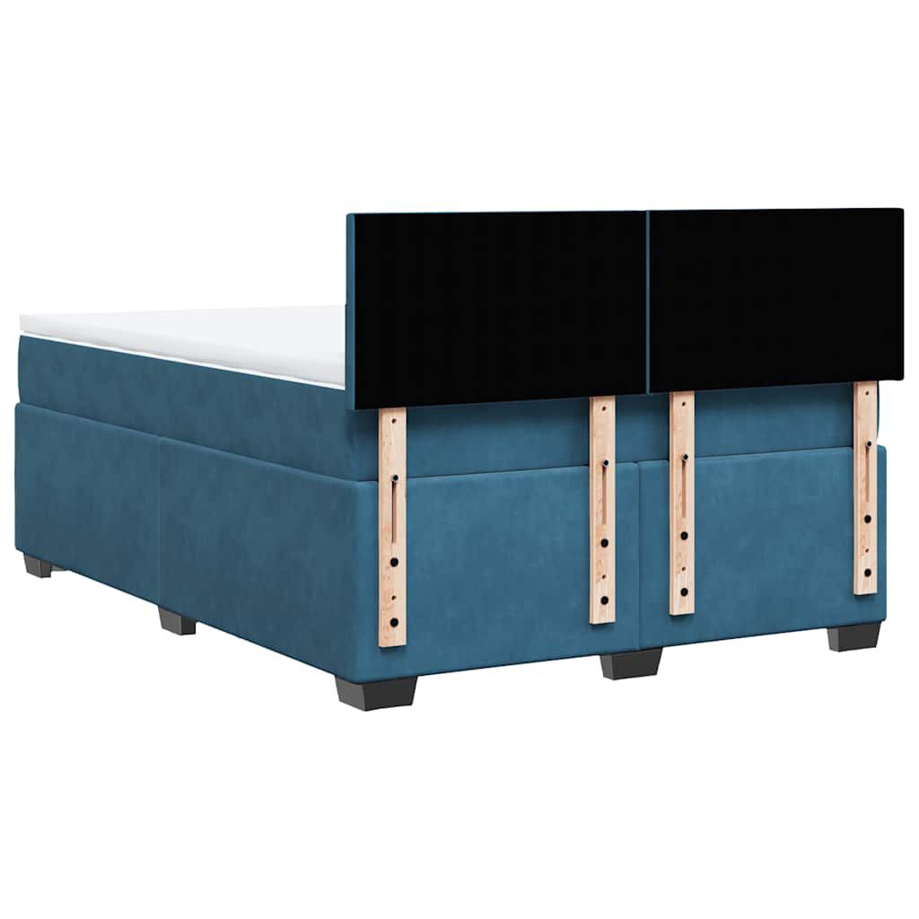 vidaXL Κρεβάτι Boxspring με Στρώμα Μπλε 140x190 εκ. Βελούδινο
