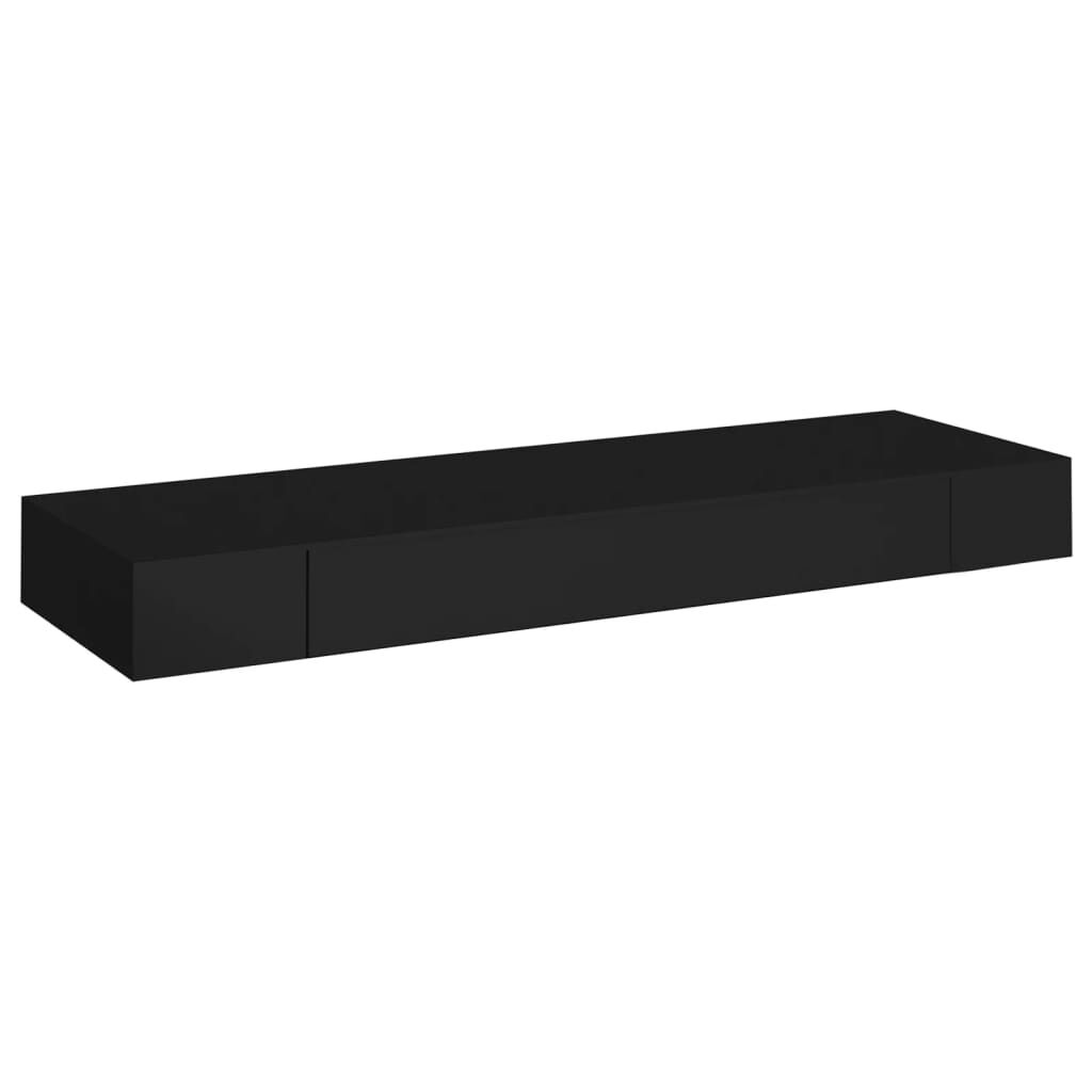 vidaXL Ράφι Τοίχου με Συρτάρι Μαύρο 80 x 25 x 8 εκ. MDF
