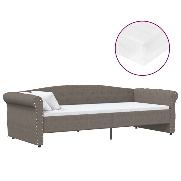 vidaXL &Kappa;&alpha;&nu;&alpha;&pi;έ&sigmaf; &Kappa;&rho;&epsilon;&beta;ά&tau;&iota; &mu;&epsilon; &Sigma;&tau;&rho;ώ&mu;&alpha; & USB Taupe 90 x 200 &epsilon;&kappa;. &Upsilon;&phi;&alpha;&sigma;&mu;ά&tau;&iota;&nu;&omicron;&sigmaf;