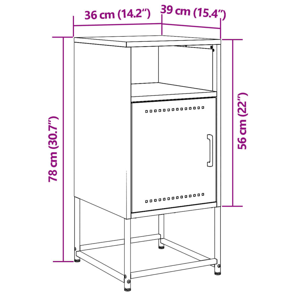 vidaXL Κομοδίνο Ανθρακί 36x39x78 εκ. από Χάλυβα