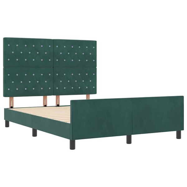 vidaXL Σκελετός Κρεβατιού Σκούρο πράσινο 140 x 190 cm Βελούδο