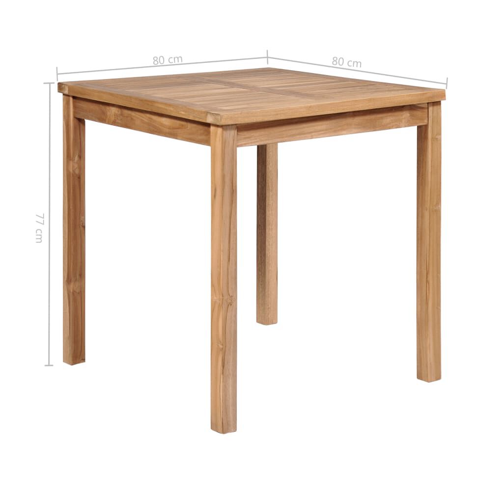 vidaXL Τραπέζι Κήπου 80 x 80 x 77 εκ. από Μασίφ Ξύλο Teak