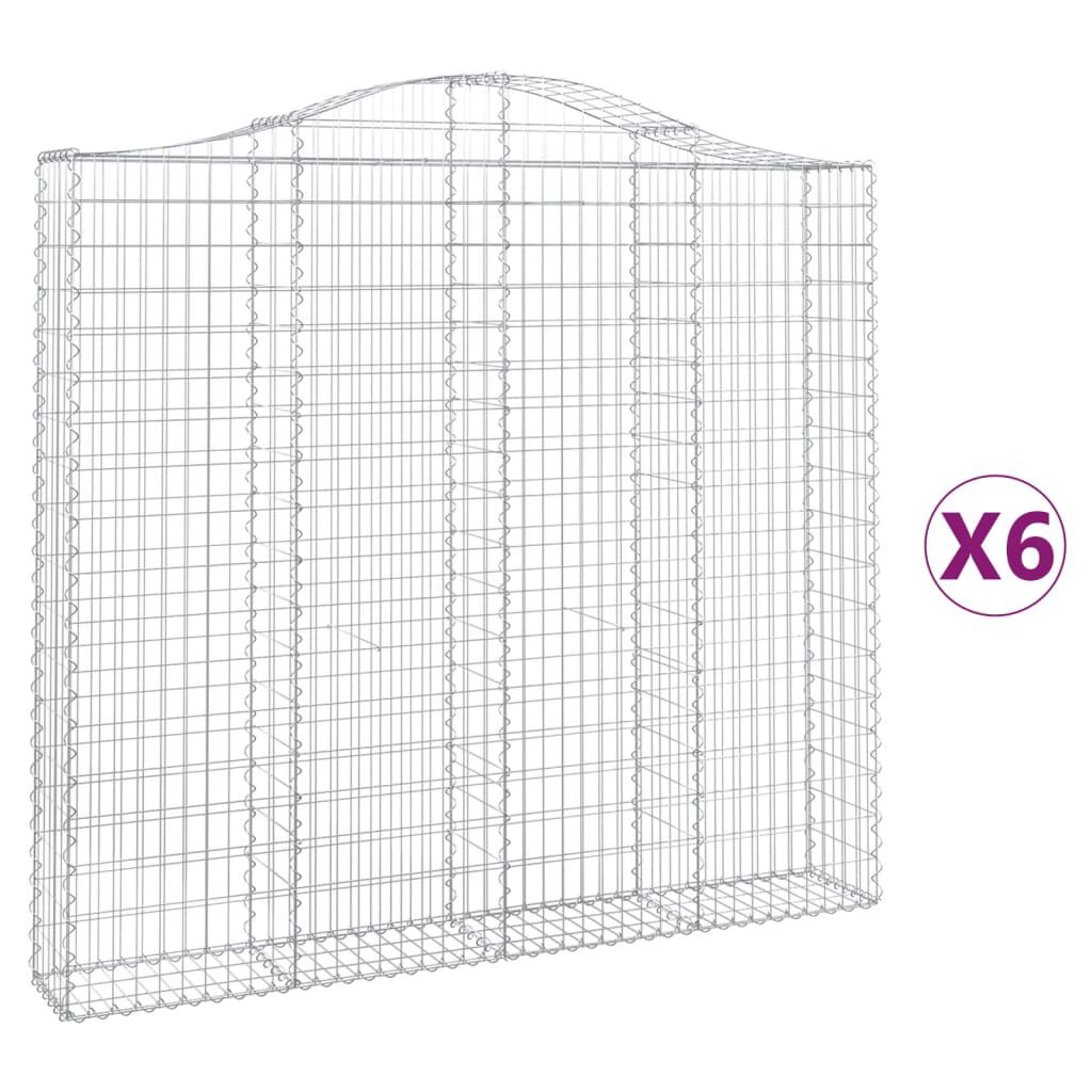 vidaXL Συρματοκιβώτια Τοξωτά 6 τεμ. 200x30x180/200 εκ. Γαλβαν. Ατσάλι