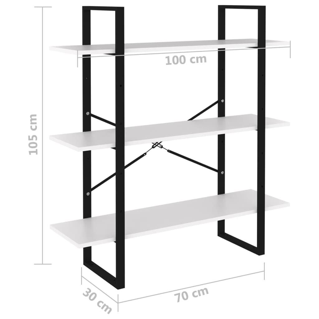vidaXL Βιβλιοθήκη με 4 Ράφια Λευκή 100 x 30 x 105 εκ. από Επεξ. Ξύλο
