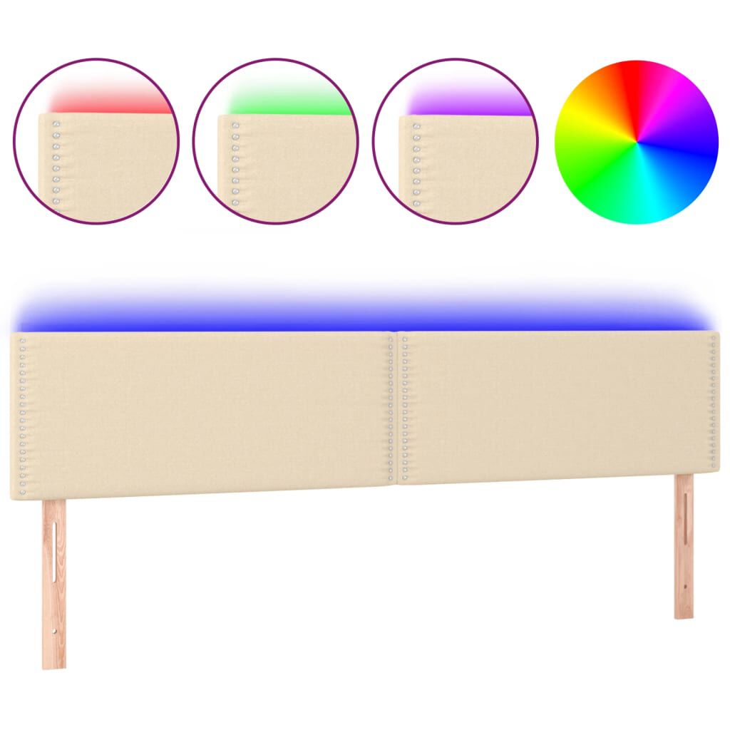 vidaXL Κεφαλάρι Κρεβατιού LED Κρεμ 180x5x78/88 εκ. Υφασμάτινο