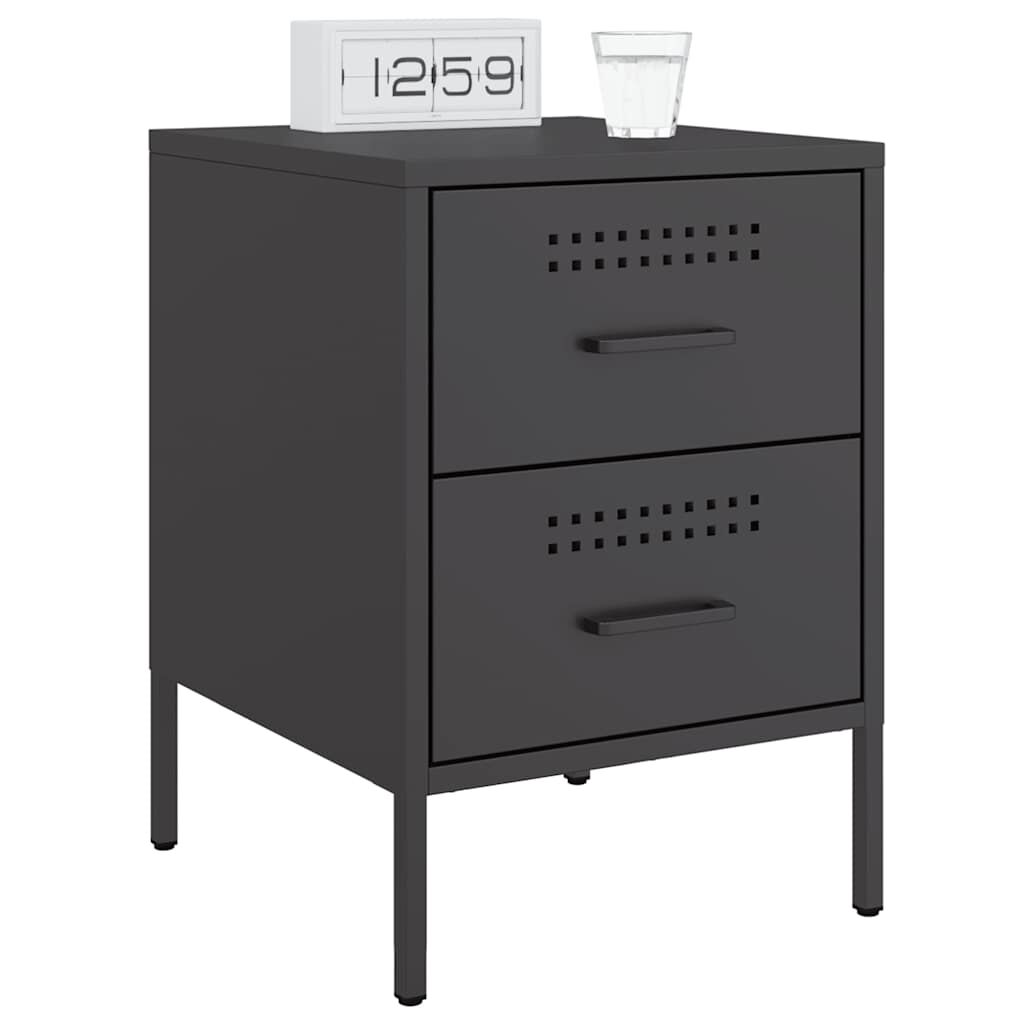vidaXL Κομοδίνα 2 τεμ. Μαύρα 36x39x50,5 εκ. Χάλυβα