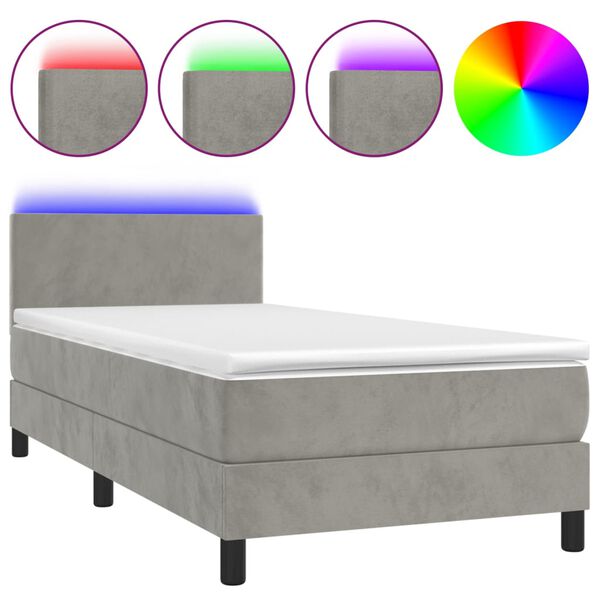 vidaXL &Kappa;&rho;&epsilon;&beta;ά&tau;&iota; Boxspring &mu;&epsilon; &Sigma;&tau;&rho;ώ&mu;&alpha; & LED &Alpha;&nu;.&Gamma;&kappa;&rho;&iota; 90x200 &epsilon;&kappa;. &Beta;&epsilon;&lambda;&omicron;ύ&delta;&iota;&nu;&omicron;